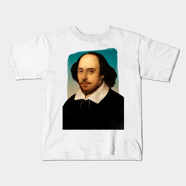 Famous Playwright William Shakespeare illustration Kids T-Shirt by Litstoy 